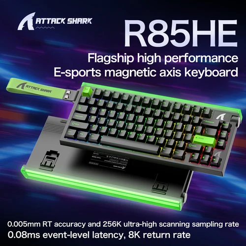 R85 ATTACK SHARK R85HE teclado magnético con cable 0,005mm RT 8K + Hz 256K RGB teclado para juegos caja de luz de neón para juegos Esports