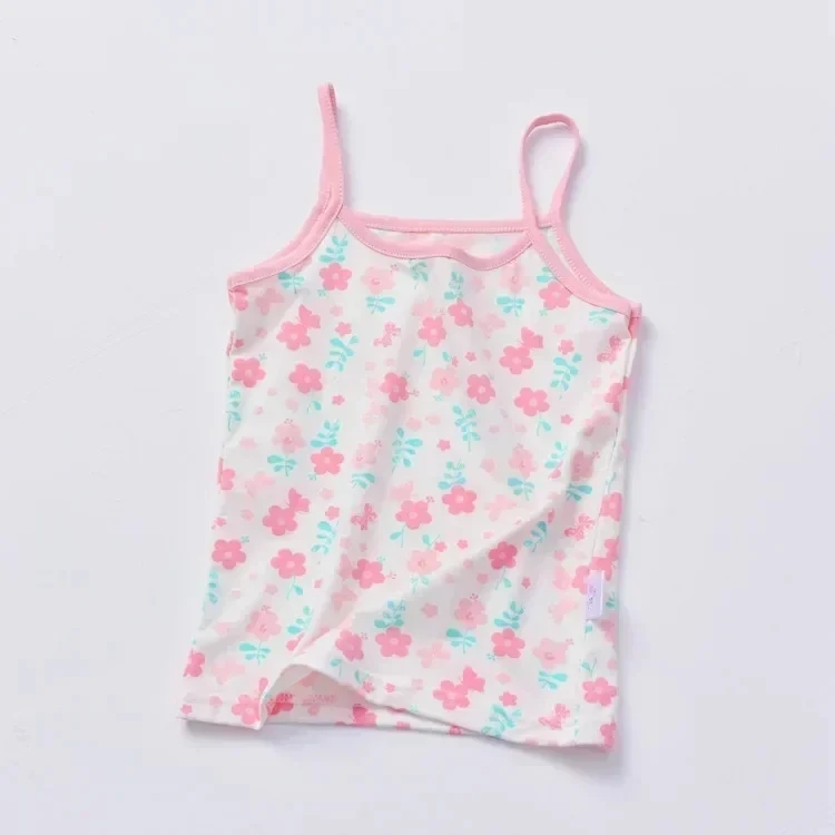 Baby Girls Sleeveless Vest Kids Cartoon Print Camisole Korean Style Topss 2024 Summer 2 To 8 Yrs Children\'s Clothing