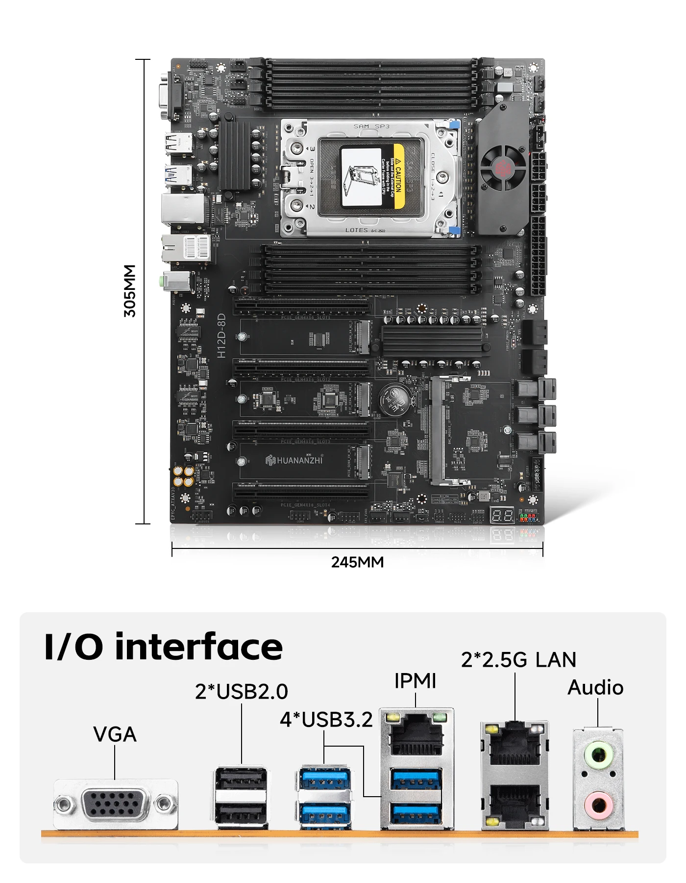 HUANANZHI H12D 8D AMD Motherboard support AMD EPYC 7002 7003