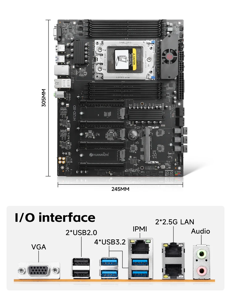 HUANANZHI H12D 8D AMD Motherboard support AMD EPYC 7002 7003 HUANANZHI H12D 8D AMD Motherboard support AMD EPYC 7002 7003