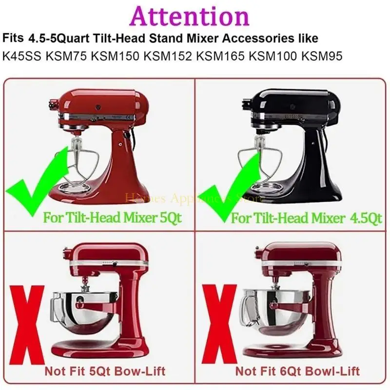 D0AB da battitore per 4.5-5QT K45SS KSM150 KSM152 KSM165 Attaccamenti miscelatore a inclinato Cucina