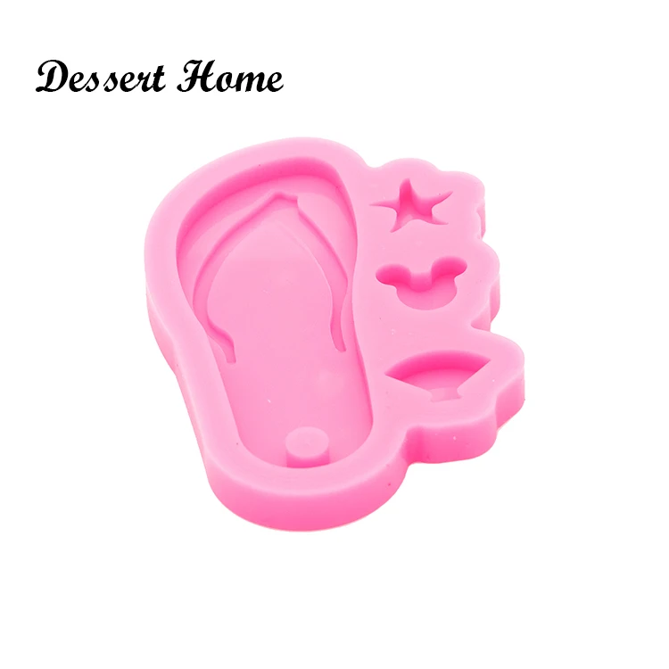 DY0590 Glossy Resin Flip Flop Molds for Keychain, Silicone Molds DIY Epoxy Jewellery Making, Silicon Clay Molds