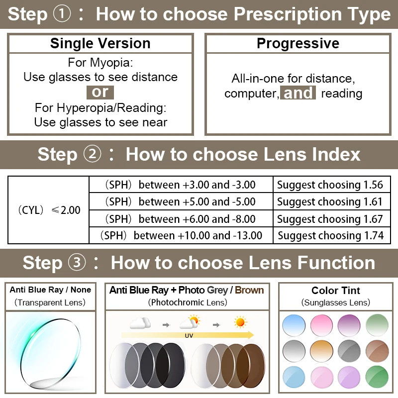 نظارات LYSEN Fashion Square Photochromic لقصر النظر للنساء مضادة للضوء الأزرق نظارات طبية نظارات القراءة التقدمية #3