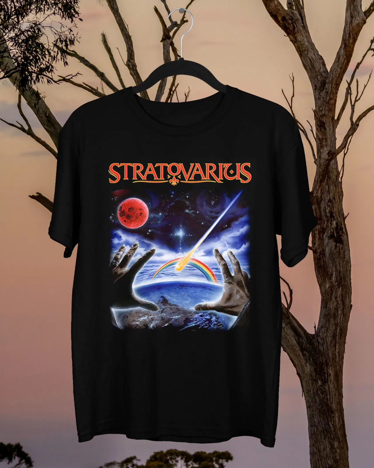 NUEVA camiseta negra de manga corta de la banda STRATOVARIUS