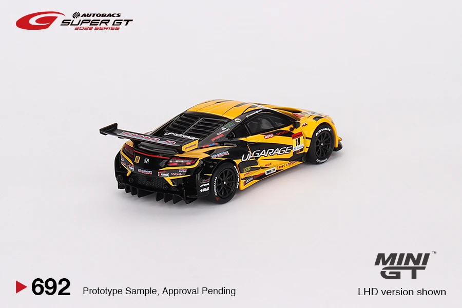 Minigt 1:64 Honda NSX GT3 EVO22 #18 upgarage NSX GT3 MGT00692-L รถลูกเต๋าของเล่นมอเตอร์รถยนต์โมเดลโลหะสำหรับเด็ก