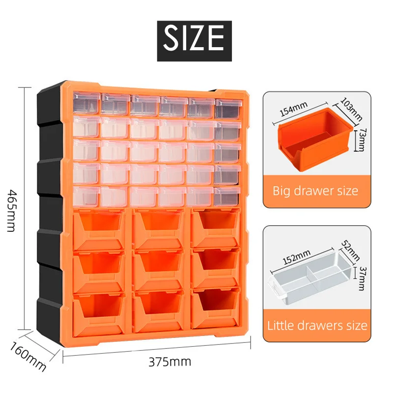 Imagem -06 - Armazenamento Multi-grade Caixa de Ferramentas de Parede Component Combination Toolbox Bloco de Construção Screw Tool Case 39 Peças Peças de