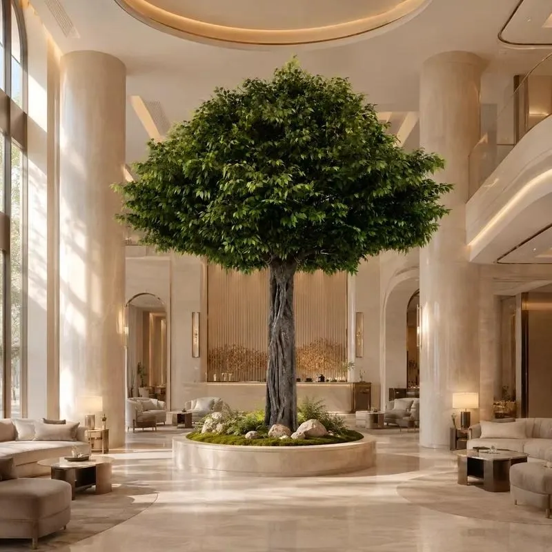 Large glass fiber artificial banyan tree 490 cm, suitable for hotel lobbies, shopping malls, restaurants, weddings,