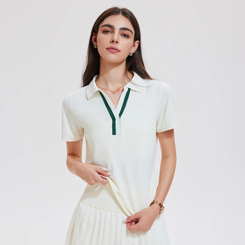 

Женские футболки-поло с воротником-стойкой для бадминтона и тенниса, спортивные топы для бега и фитнеса, повседневные укороченные спортивные топы