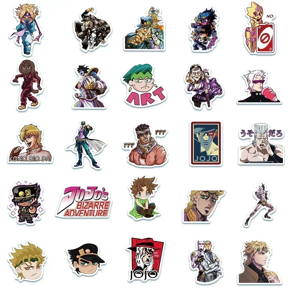 50pcs JoJos Bizarre Adventure Stickers Cartoon Anime Decals for DIY Guitar Suitcase Skateboard Laptop Phone Sticker Kids Toys