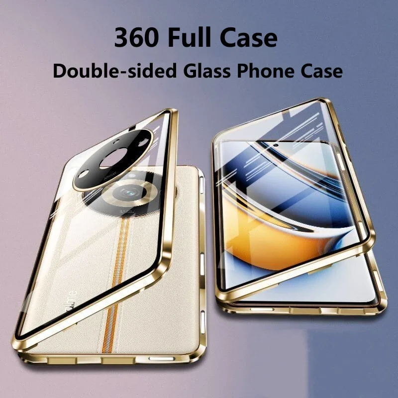 360° Double Sided Glass Magnetic Phone Case For Realme 11 Pro Plus Metal Lens Protector For OPPO Realme 11 11Pro Plus 5G Cover