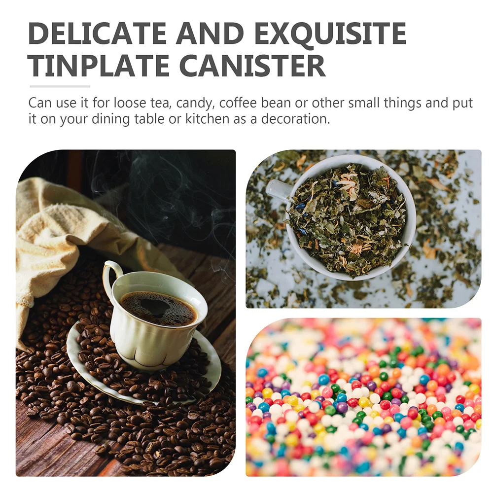 2Pcs Tinplate Coffee Bean Jar Simple Design Practical Use for Kitchen Dining Table Coffee Bean Container