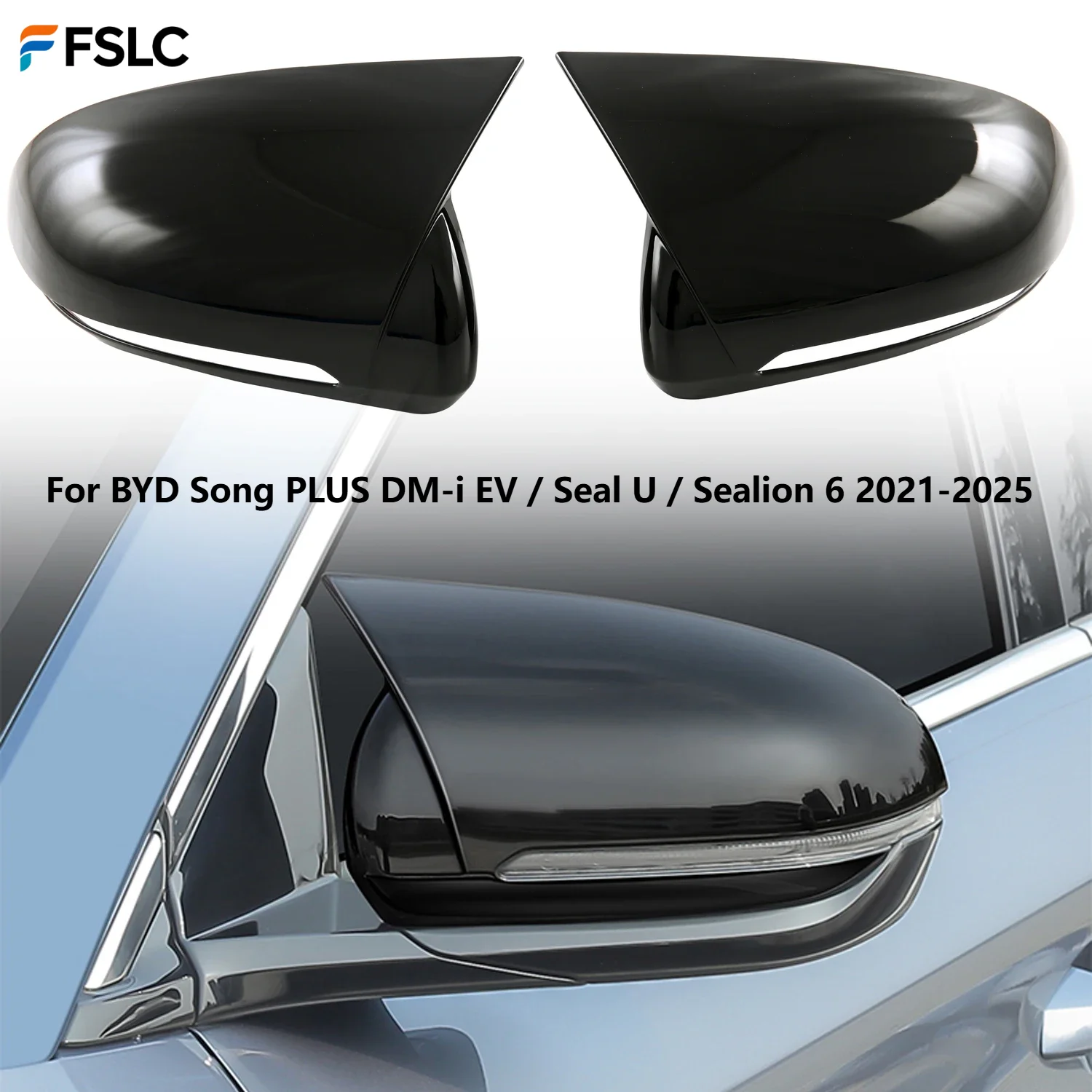 

⭐Genuine⭐ BYD Song PLUS DM-i EV / Seal U / Sealion 6 2021-2025 ABS Side Rearview Mirror Cap Decor Trim Cover 2pcs