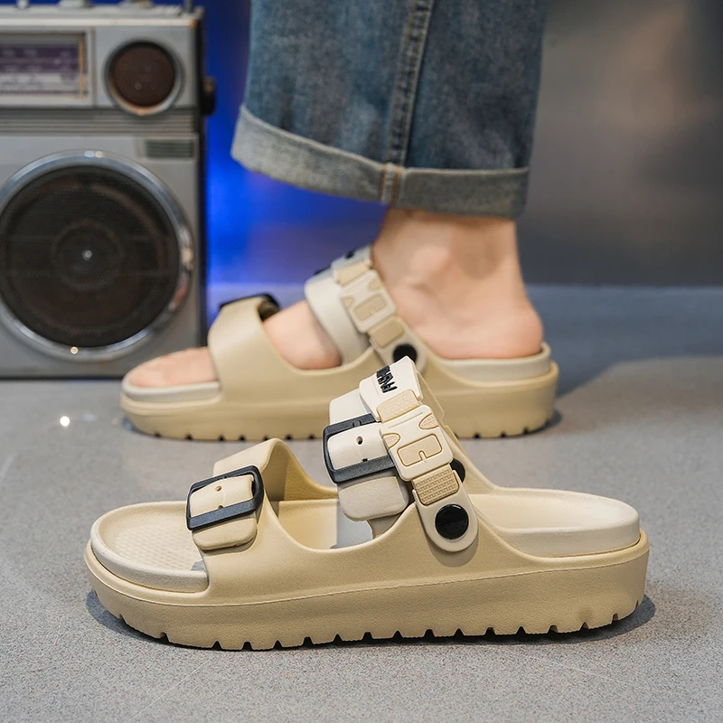 

Fashion Men Casual Garden Shoes Summer Men's Slippers Soft Slides Indoor Outdoor Beach Sandals Anti-slip Male Outdoor Slippers