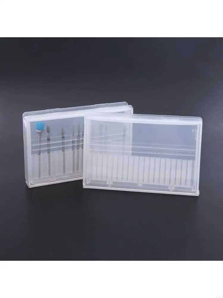 20 Slot Empty Storage Box For Nail Drill Bits Transparent Acrylic Display Box