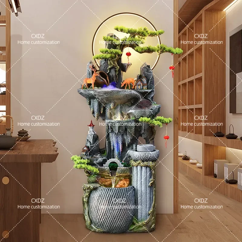 Alpine Flowing Water Fountain Rockery Ornament Circulating Desktop Landscape Decoration for Living Room Office Home Lucky