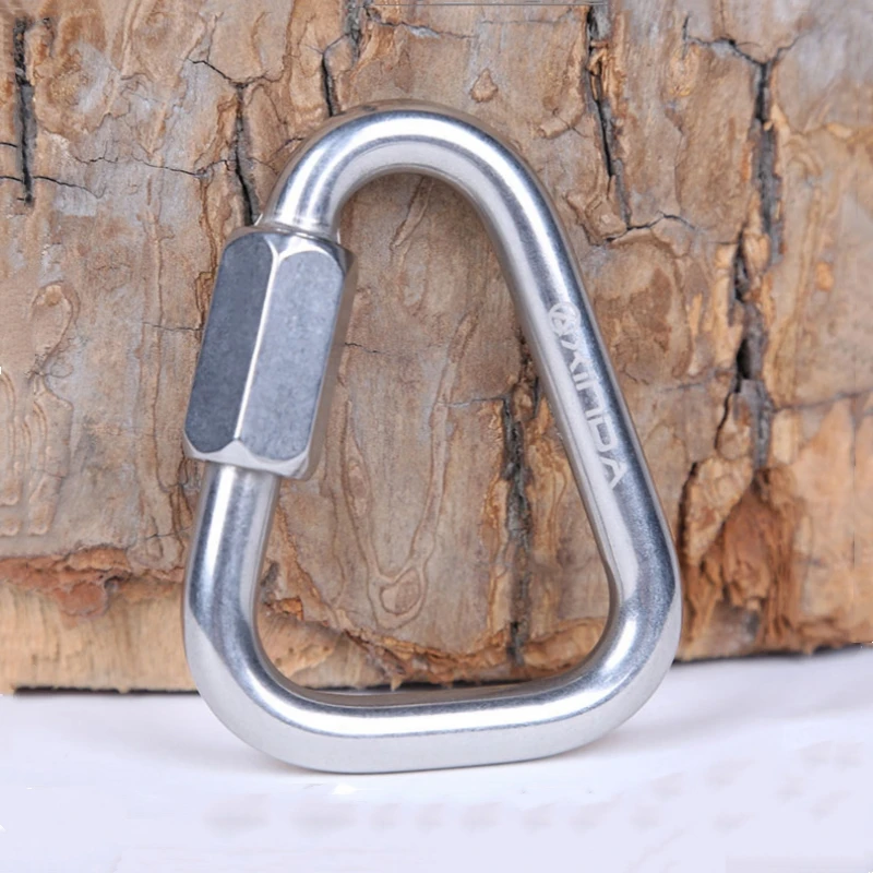 الفولاذ المقاوم للصدأ البيضاوي مثلث حلقة تسلق ربط حلقة Meilong قفل معدات تسلق الصخور أدوات الأمن السريع في الهواء الطلق #3