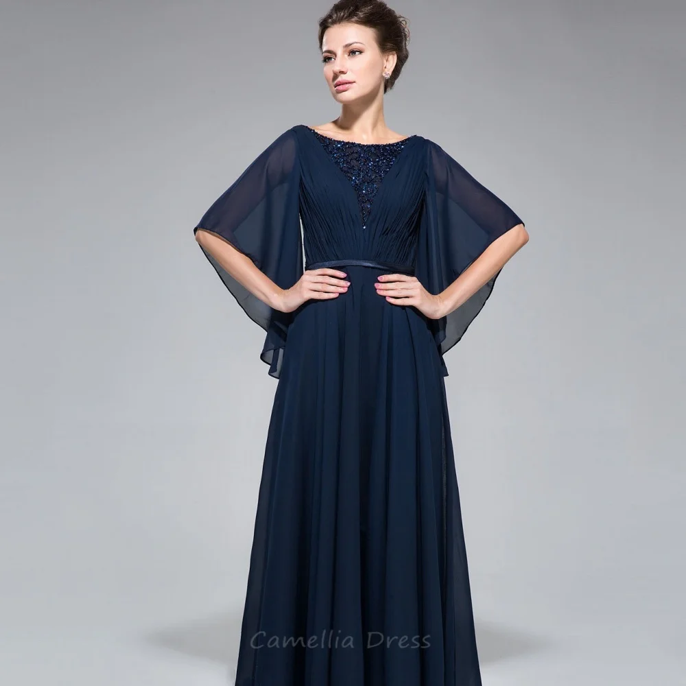 Maßgeschneidertes Kleid für die Brautmutter, A-Linie, mit Perlen verziert, Hochzeitsgastkleid, Kristall-Flare-Ärmel, Vintage-Abendrobe für die Brautmutter