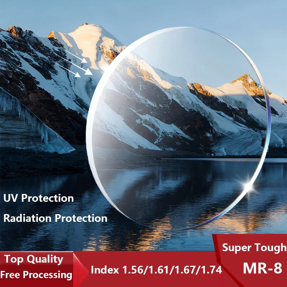 

MR-8 Super Tough Optical Prescription Lens 1.56 1.61 1.67 1.74 Anti Blue Light Top Quality Myopia Presbyopia Astigmatism Lenses