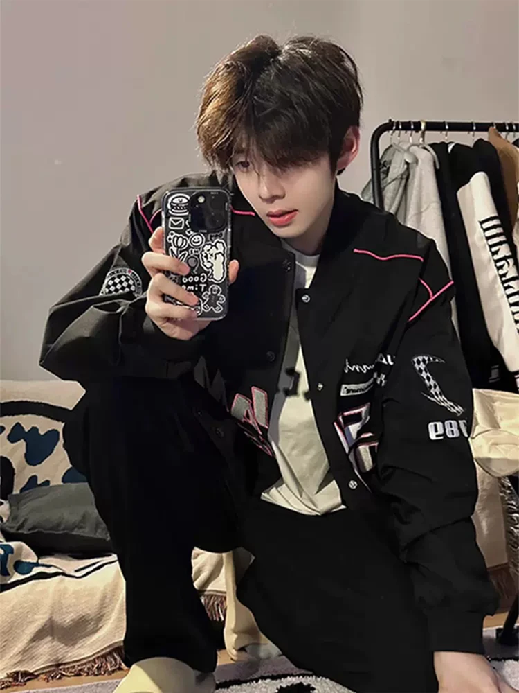 

Vintage ort Biker Jaet Men's Spring Autumn American Retro Racing Baseball MA Pilot Jaet Loose Fit Youthful Sle