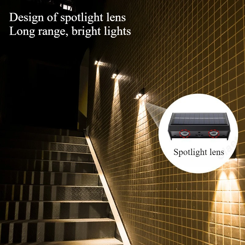 New LED Solar Light Outdoor Waterproof Courtyard Garden Corridor Staircase Wall Atmosphere Decoration Lighting Fixtures