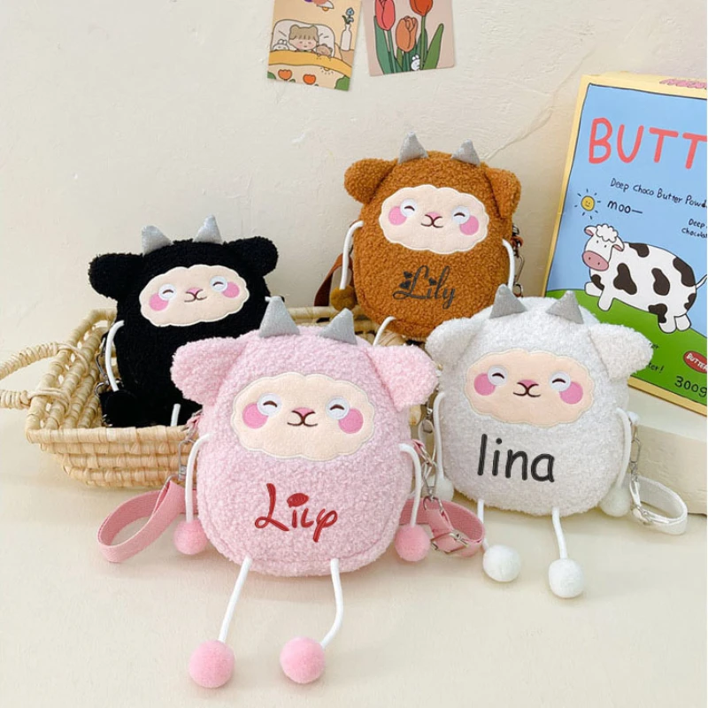 Custom Name Cute Little Sheep Plush Bag Female Personality Doll Crossbody Bag Children's Cartoon One Shoulder Doll Bag