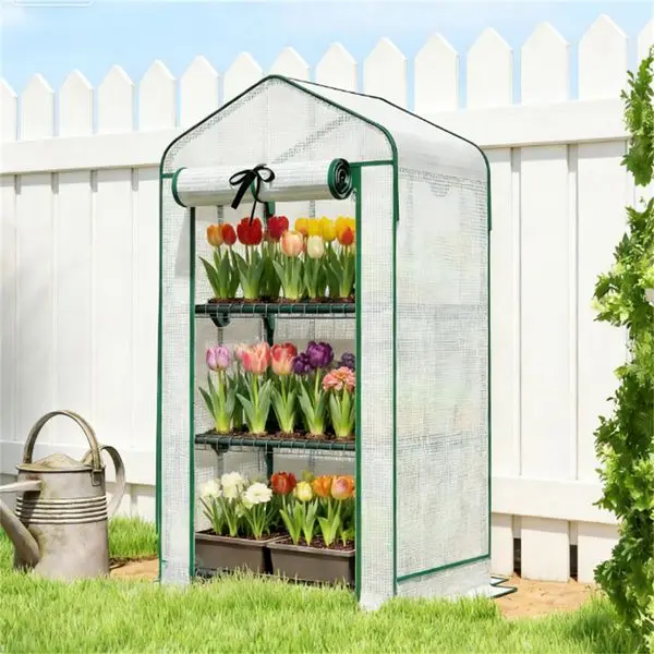 

Компактная теплица с полкой для растений, элегантный белый дизайн.