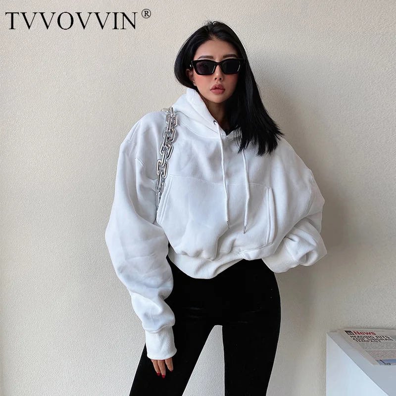 

TVVOVVIN American Loose Bat Sleeve Hoodie Women Fashion High Waist Bigh Pullover Sweatshirt Korean Women Short Tops 6ZNU