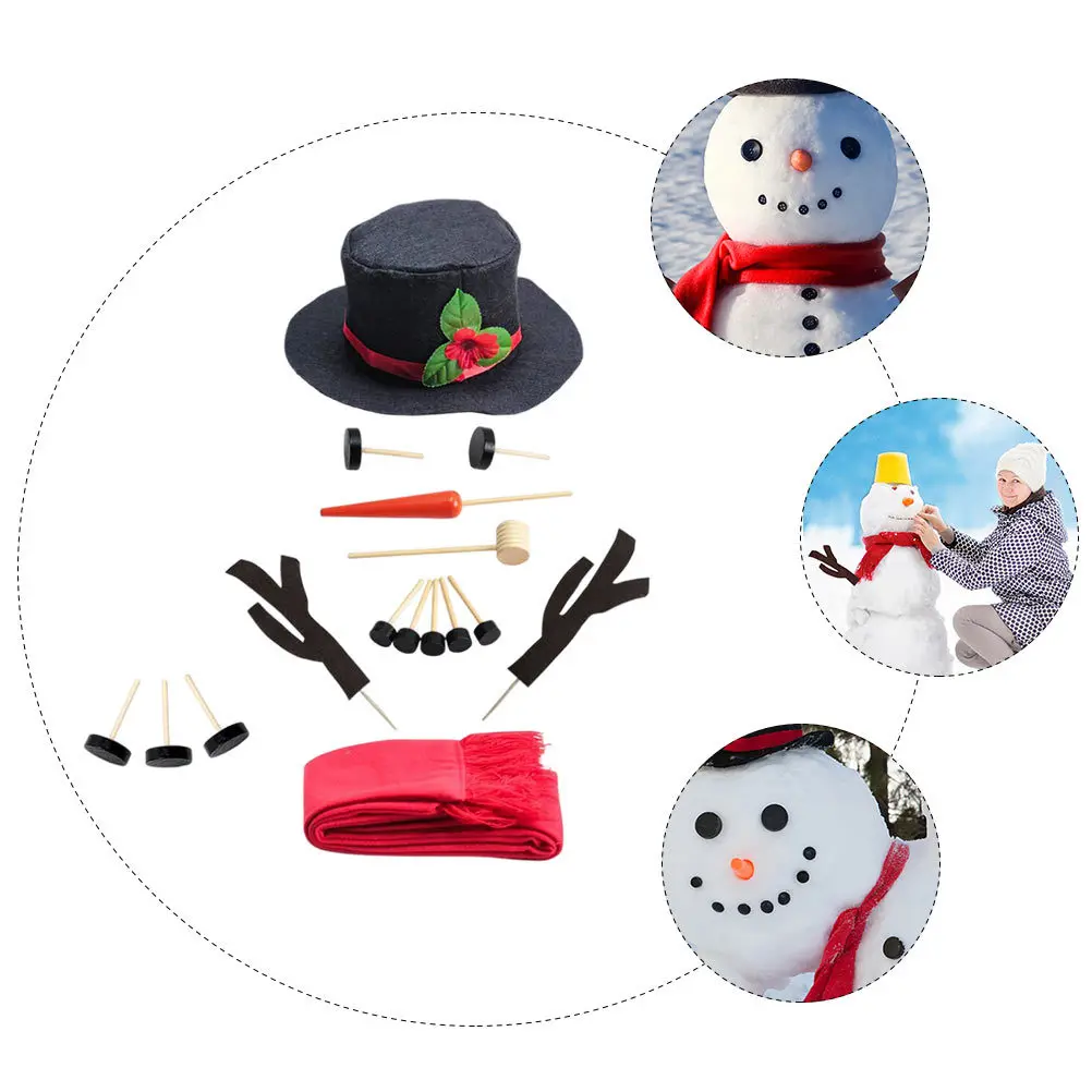 

1 Set Snowman Dressing Up Kit Christmas Diy Decor Reusable Winter Props For Kids Family, Festive Snowmen Making Accessories Xmas