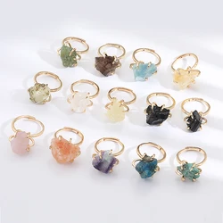 Healing Crystals Irregular Stone Rings Open Rings natural  Stone Ring for Women Girl Vintage Geometry Rings Jewelry Accessories
