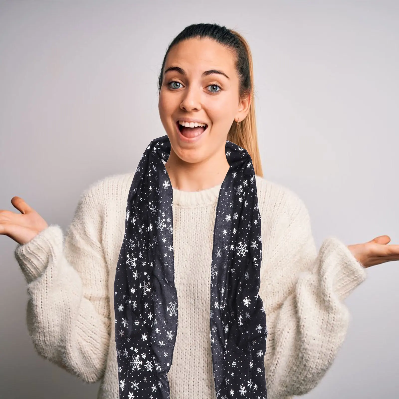 

Рождественский шарф с рисунком снежинки, материал премиум-класса, прочная долгосрочная одежда, модный элегантный костюм, аксессуар, подарок