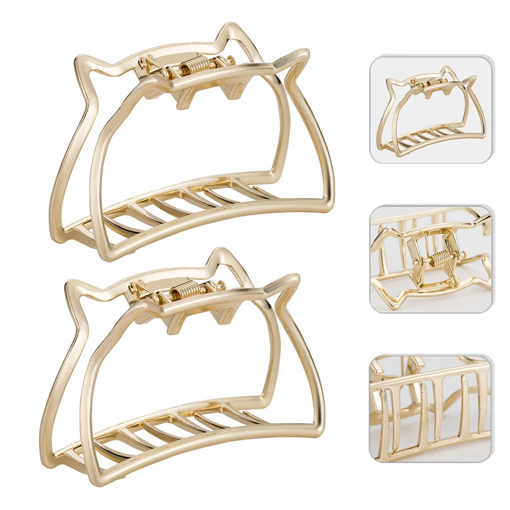 

2 шт., зажимы для волос, прочные полые зажимы для хвоста с кошачьим дизайном, простой зажим для челюстей для женщин и девочек, модные аксессуары