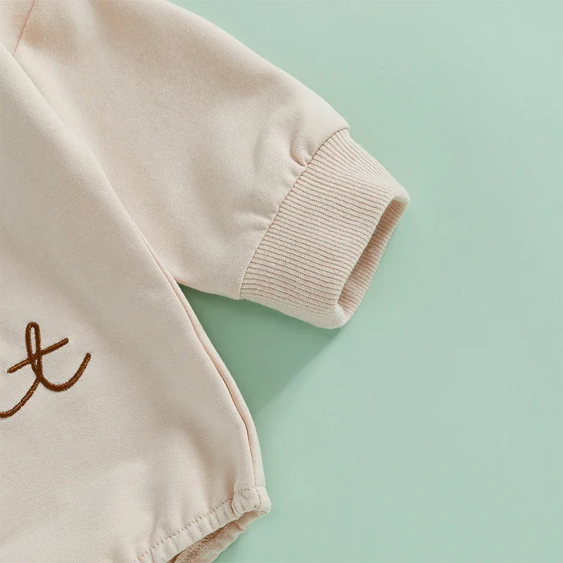 Infant Baby Girls Boys Sweatshirts Rompers Letter Peanut Embroidery Long Sleeve  Bodysuits Jumpsuits Newborn Clothes