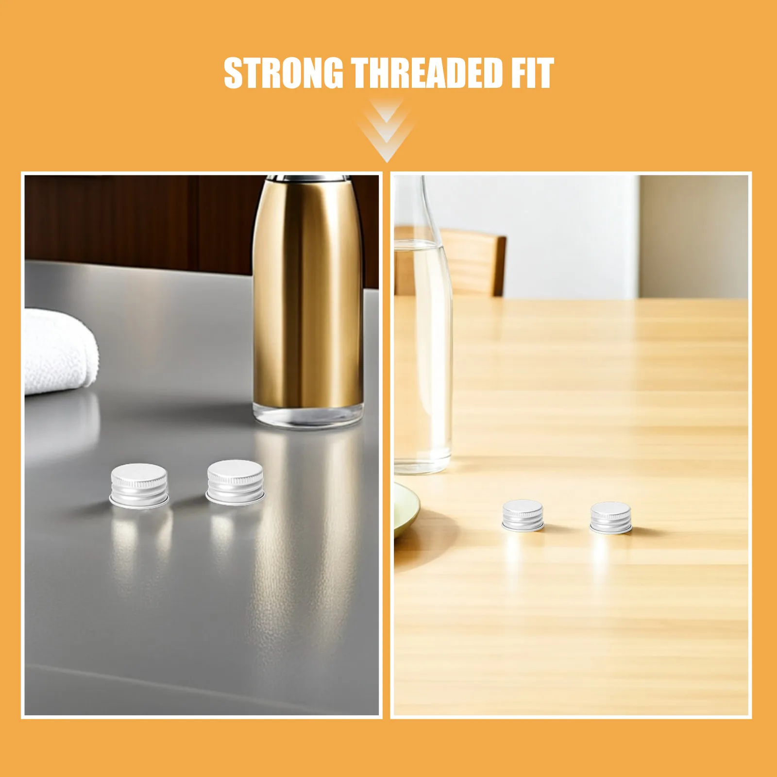 100 Pcs Dispensing Bottle Cap Aluminum Water Screw Aluminium Threaded Caps Tops