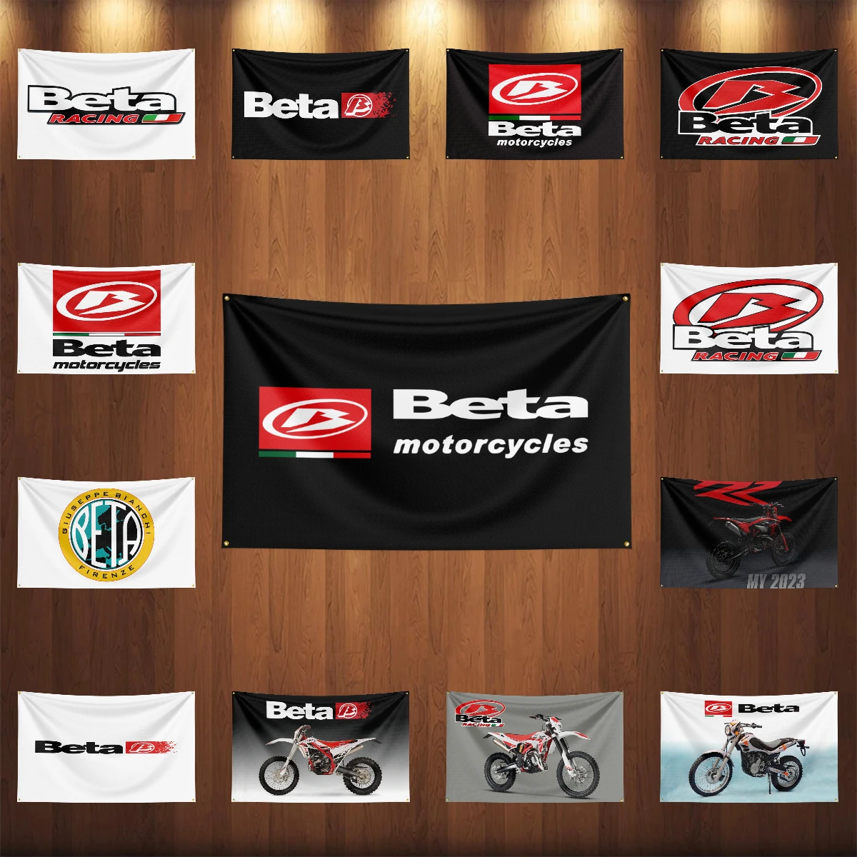 3x5 Ft B-betas Motorcycle Flag Polyester Digital Printing Banner for Garage Wall Art Out Door Decoration With Brass Grommets