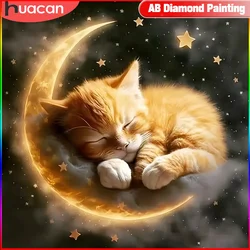 HUACAN Diamond Mosaic Cat 5D DIY Picture Of Rhinestones Painting Animal New Arrival Embroidery Full Square Round Home Decor