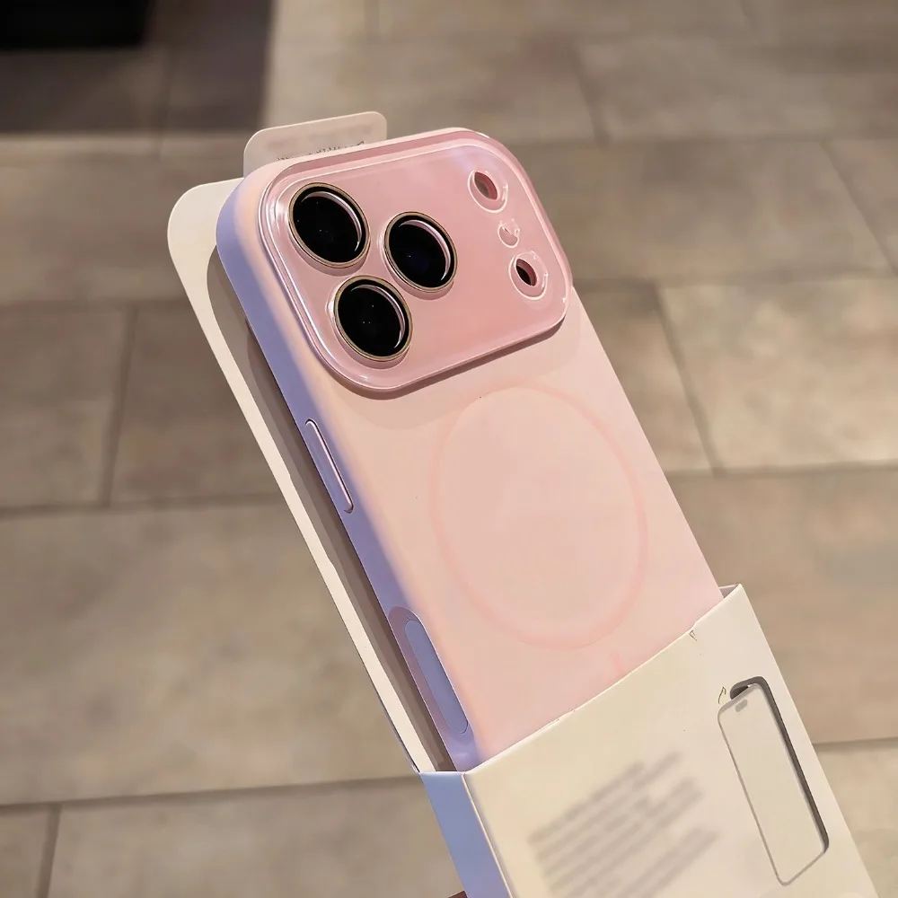 الفاخرة المغناطيسي السائل سيليكون جراب هاتف آيفون 17 16 15 14 13 برو ماكس 17Pro ل Magsafe الزجاج عدسة الكاميرا حامي غطاء #2