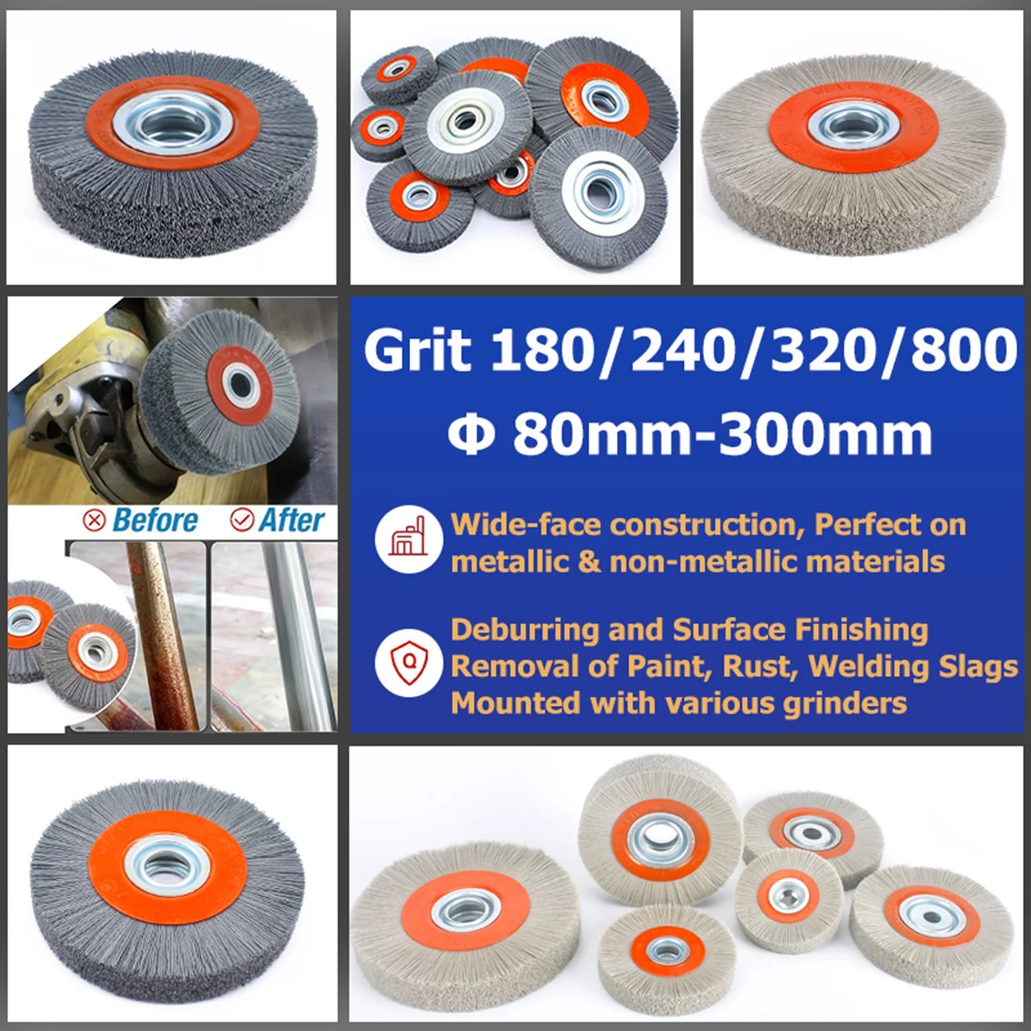 Rotary Abrasive Nylon Wheel Brush Silicon Carbide Deburring Paint Rust Welding Slags Remover Metal Aluminum Alloy Bronze Grinder