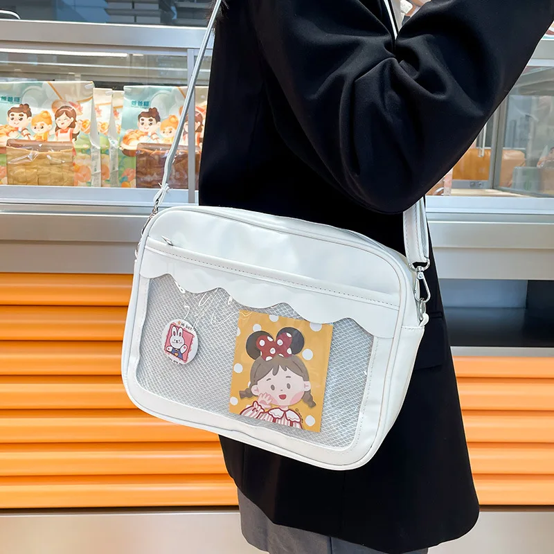 Small JK Bag For Women Japanese Harajuku PU Leather Crossbody Bags Girls School Bag Transparent Shoulder Bag Bolso Mujer itabag