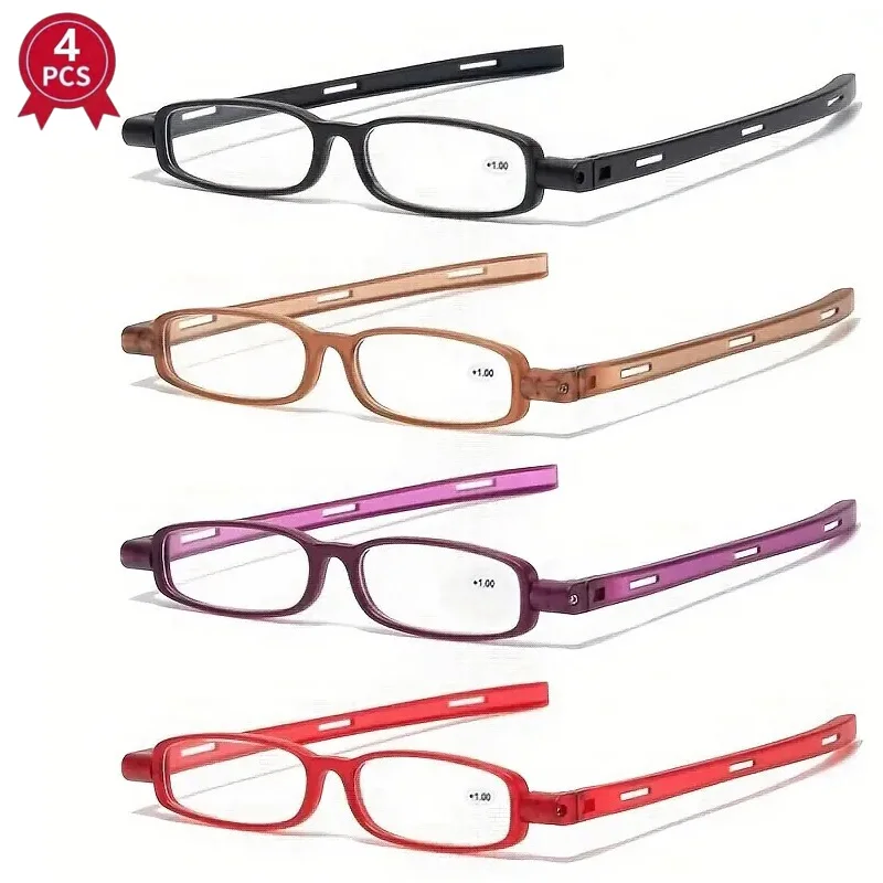 

4 Pack Classic Durable Reading Glasses For Men Women 360 Rotatable Presbyopia Lens Eyewear Comfort Lightweight Readers Glasses