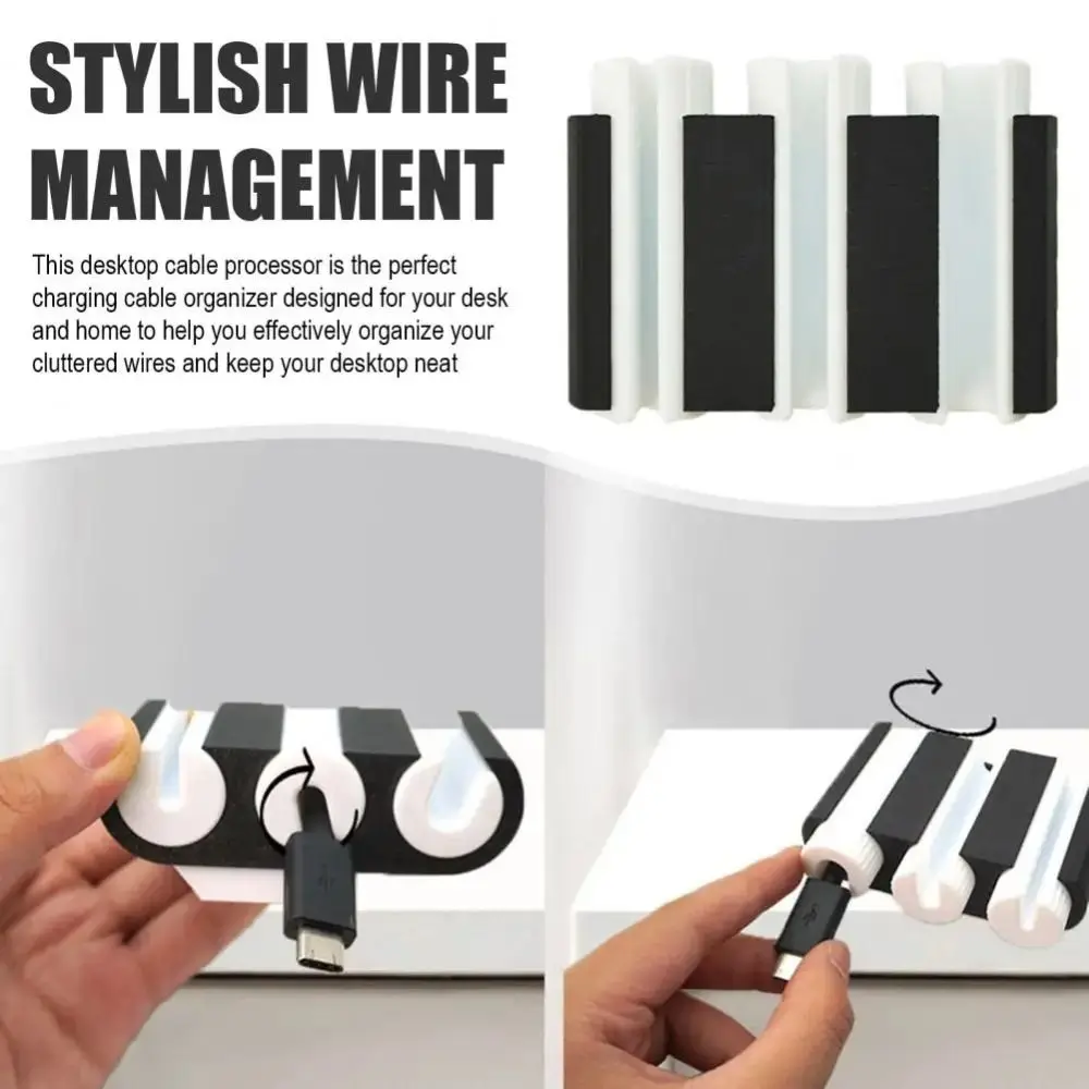 

New Lightweight Cord Management Holder Rotating Fixed Multifunctional Cable Manager 3-Slots Mini Desk Cord Clip