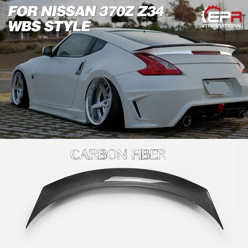 Car Accessories WBS Style Carbon Fiber Rear Spoiler Glossy Finish Trunk Wing Lip Fibre Splitter Kit For Nissan 2009 On 370Z Z34