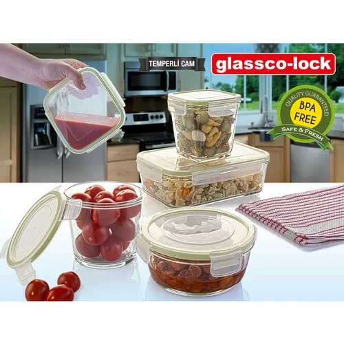 Glassco-Lock Tempered Ziplock Storage Container Square 1.970 Cc