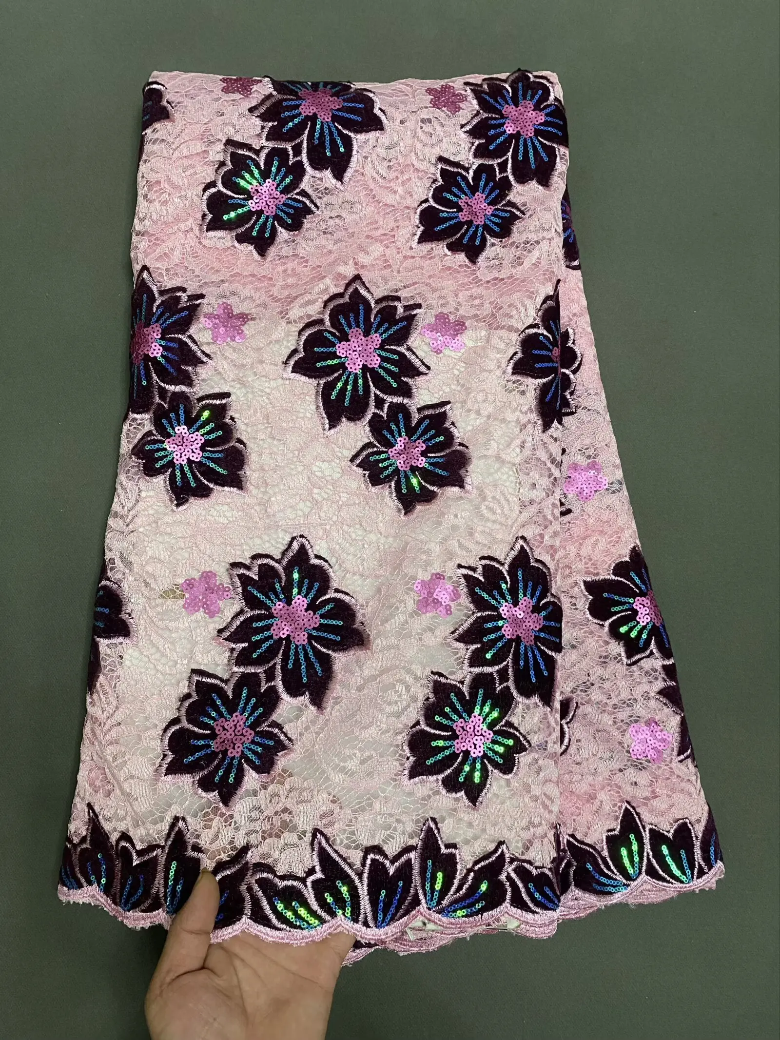 

Latest African Nigerian France Hot Sale Lace Fabric With Sequins 2025 High End for Bride Wedding Party Sew Dresses