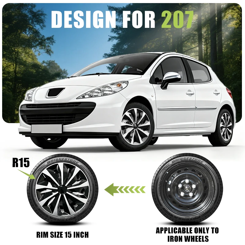 

Дизайн для Peugeot 207 Колпак 15 дюймов в стиле «нож» Для железного диска Комплект из 4 стальных колпаков