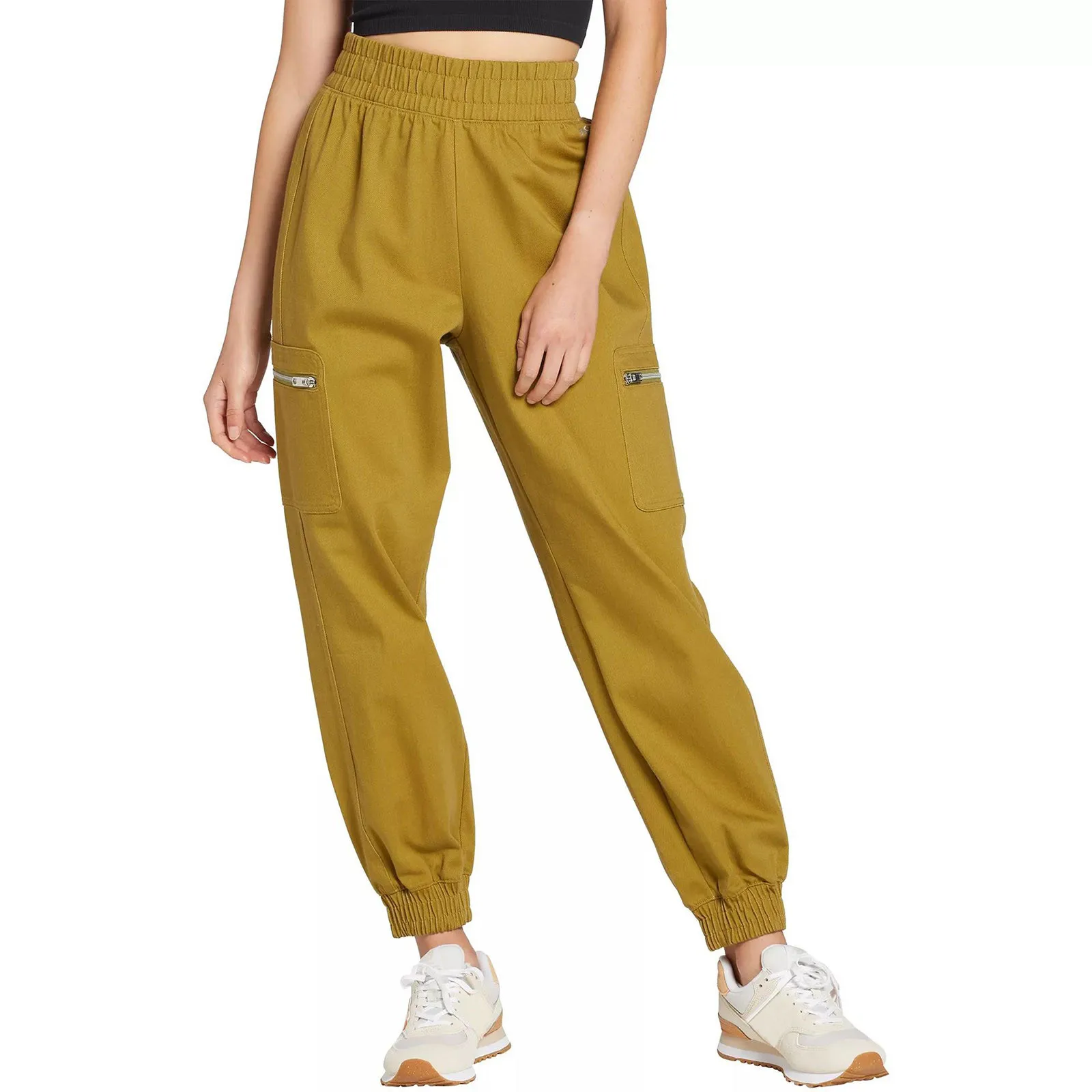 

Women's Loose Comfortable Solid Colour Sports Pant Casual Elastic Waistband Long Pants Fashion Zipped Pockets Jogging Trousers