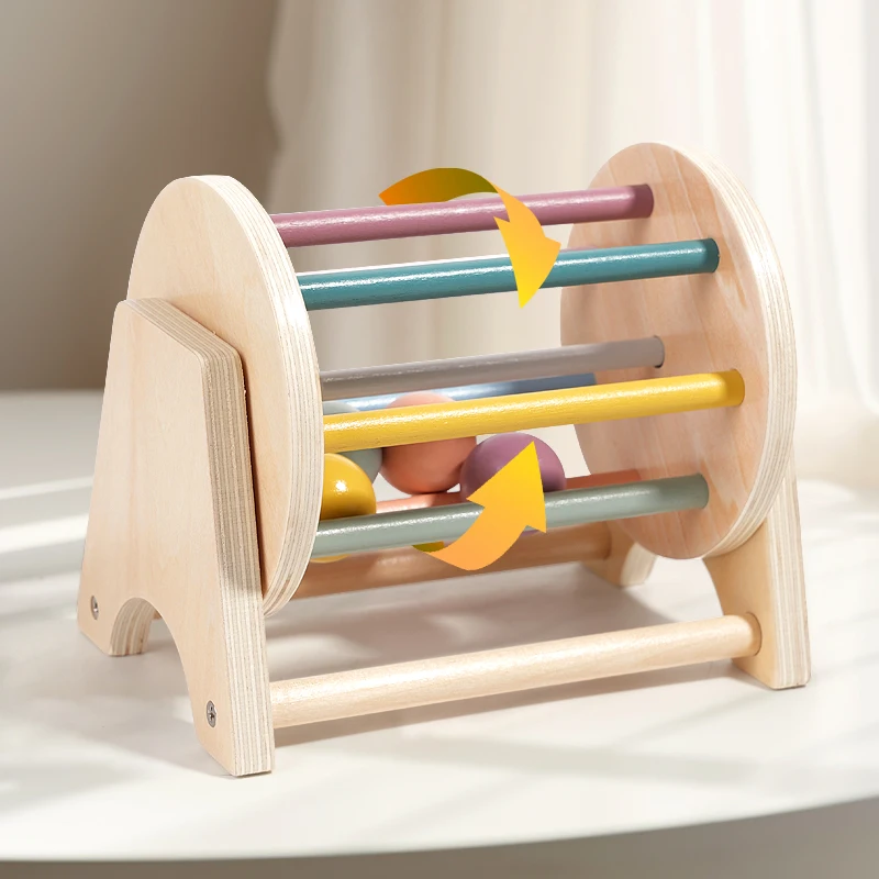 Montessori Wooden Spinning Drum for Babies - Developmental Toy for Ages 1-3 3