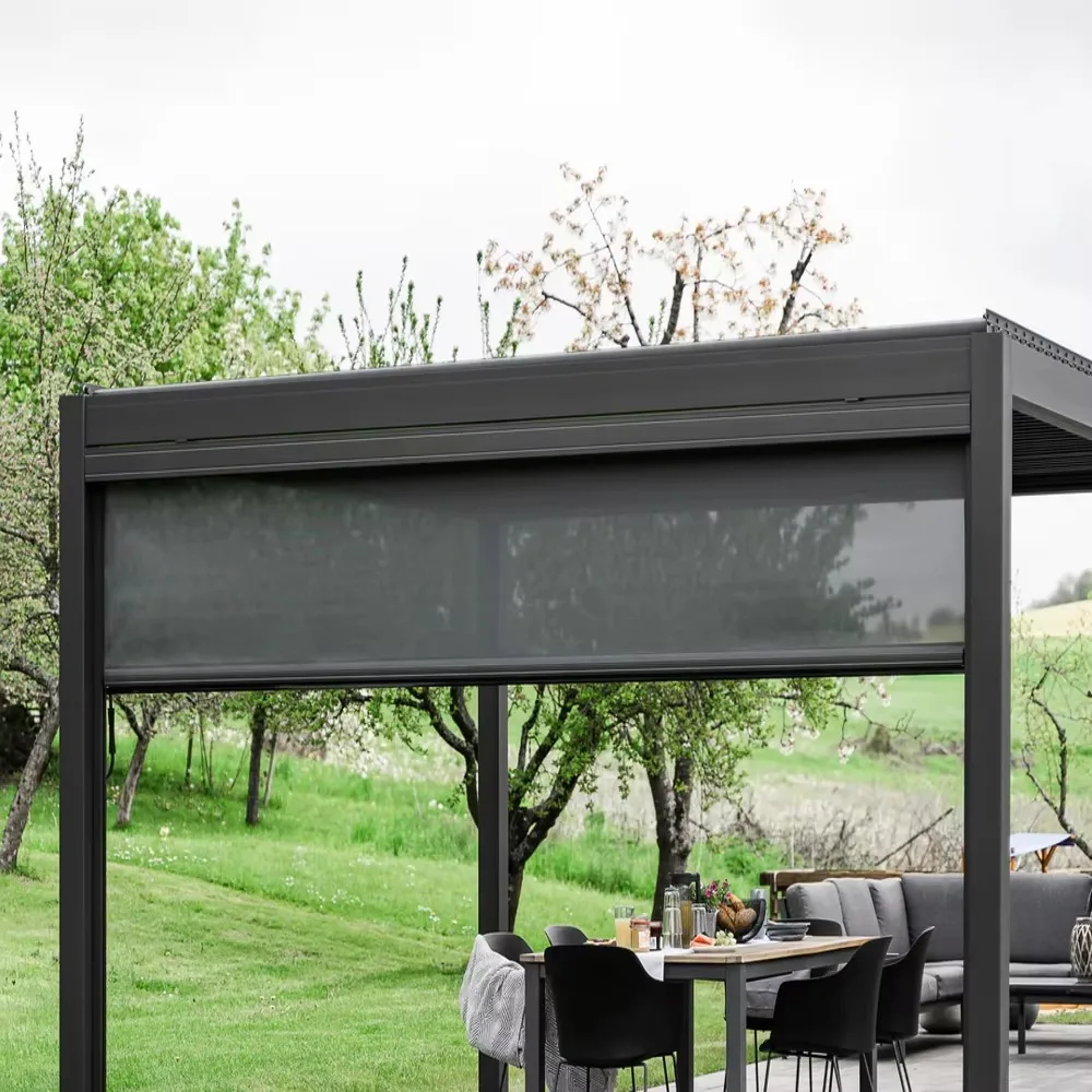 Heavy Duty Aluminum Pergola Waterproof Motorized Roof System Durable Outdoor Gazebo for Backyard & Living Area Smart Patio Cover