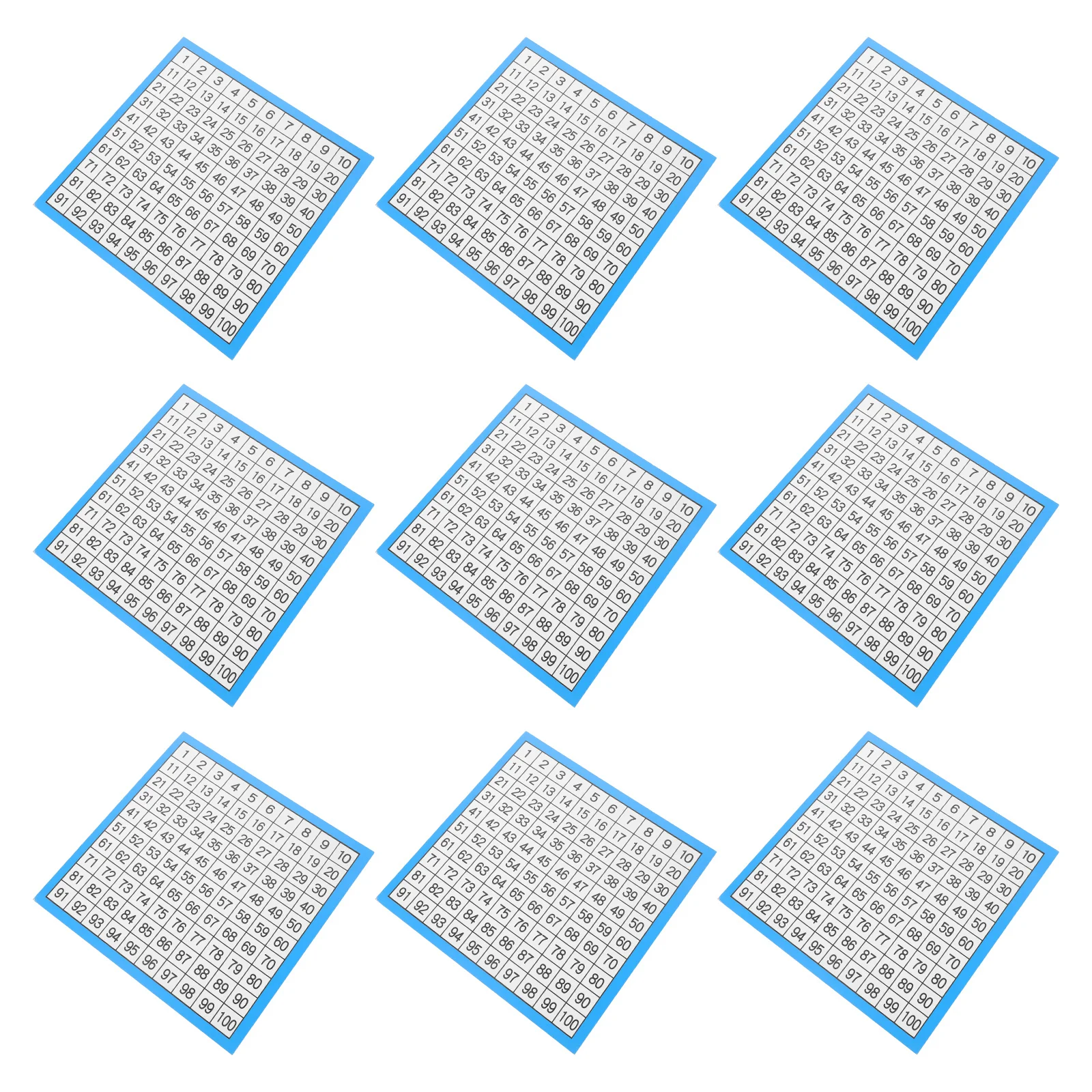 Hundreds Chart 10 Sheets Math Tables 1-100 Numbers Educational Resource for School Classroom Teaching 1-100 Number Chart
