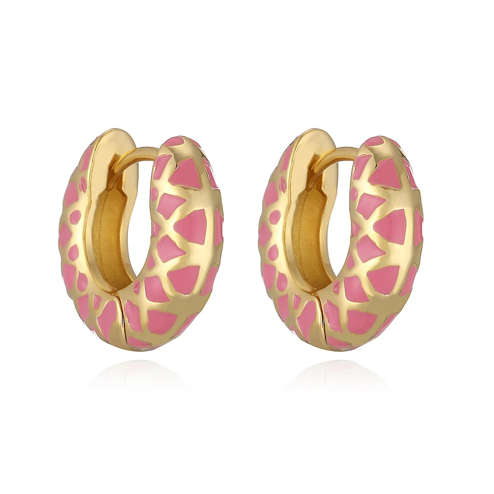 HECHENG,Colorful Enamel Geometric Round Circle Hoop Earrings for Women Vintage Ear Buckle Huggie Earring Statement Jewelry