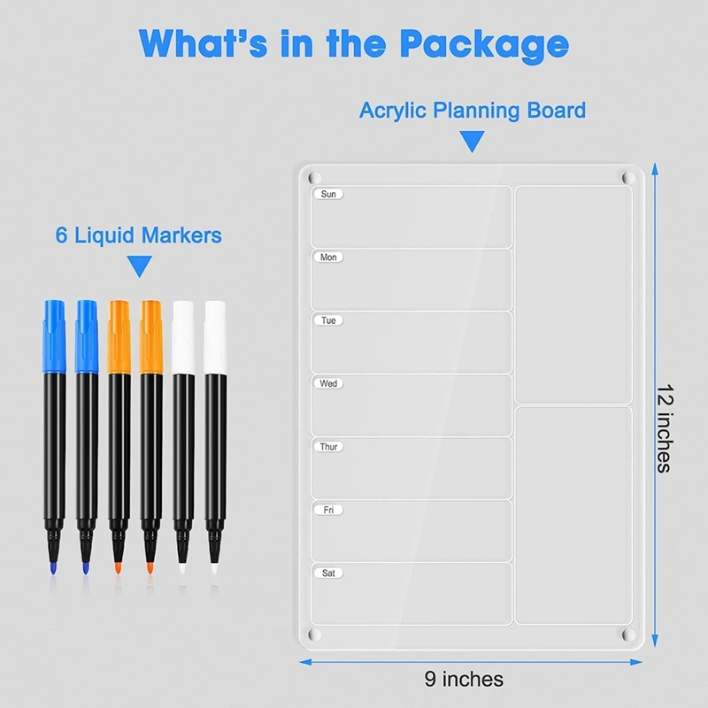1Set Meal Planner Magnetic Menu Board For Fridge Clear Weekly Calendar Planner Noteboard Transparent